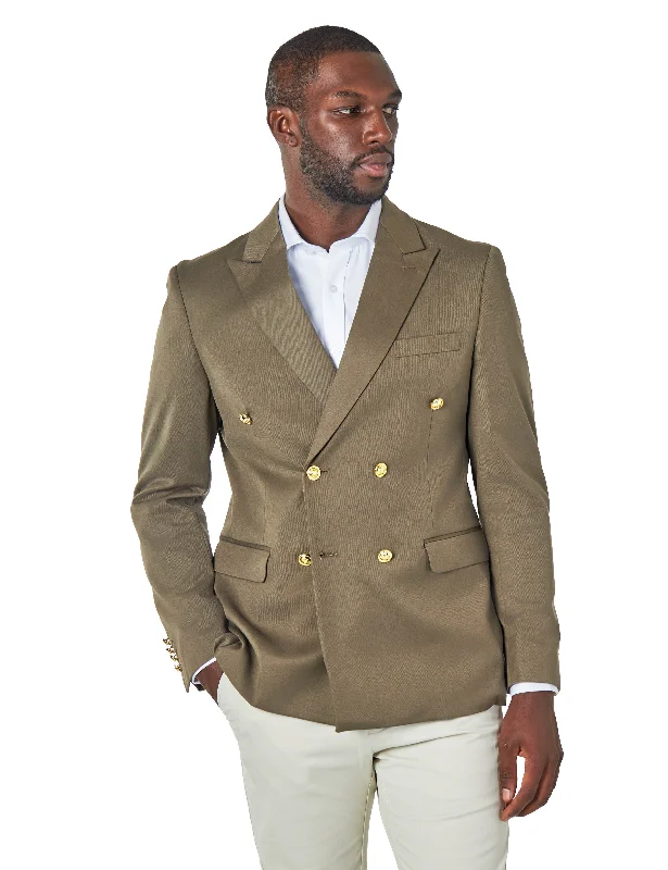 Modern Style EZRA – Khaki Green Tailored Double Breasted Jacket