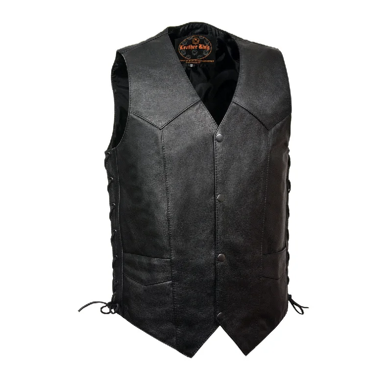 Relaxed Wardrobe Milwaukee Leather SH1397 Men's Classic Black Leather Side Lace Vest