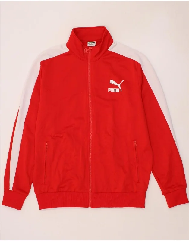 Tech Jackets PUMA Mens Tracksuit Top Jacket Large Red Colourblock Polyester