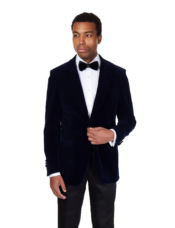 Modern Comfort STAN – NAVY VELVET TUXEDO SMOKING JACKET