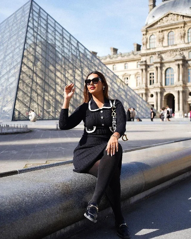 Classic Style Huller Woolen Bodycon Dress