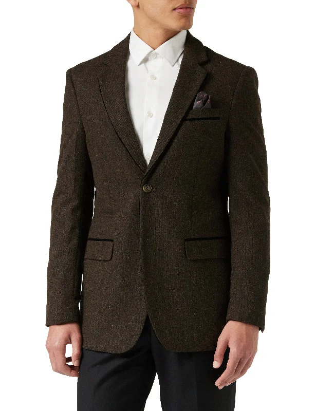 Casual Knitwear DANE - TWEED DARK BROWN BLAZER