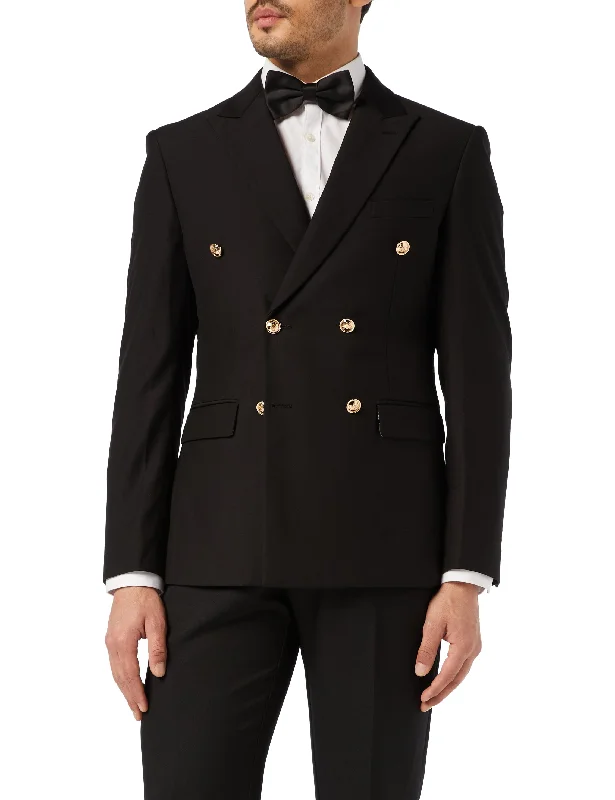Weekend Outfits CLASSIC BLACK DOUBLE BREASTED GOLD BUTTON JACKET