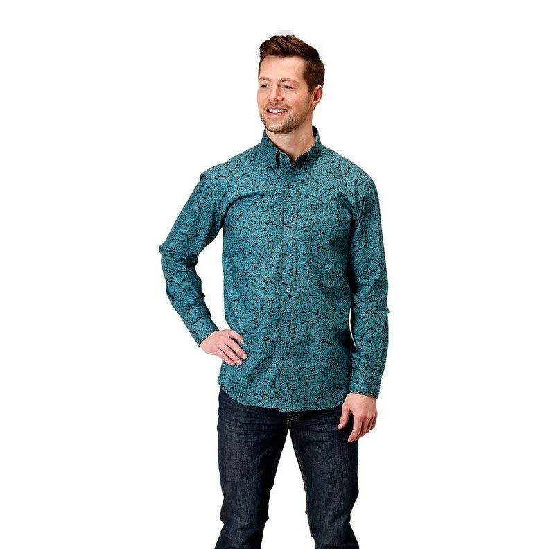 Graphic Caps Roper Western Shirt Mens Paisley Long Sleeve Blue 03-001-0326-0174 BU
