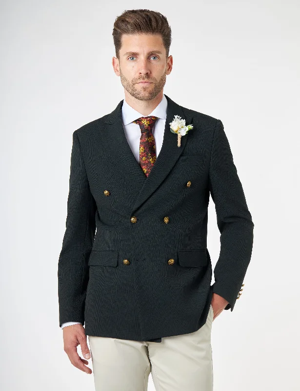 Cool Comfort FINLEY – Olive Green Prince of Wales Check Double Breasted Jacket