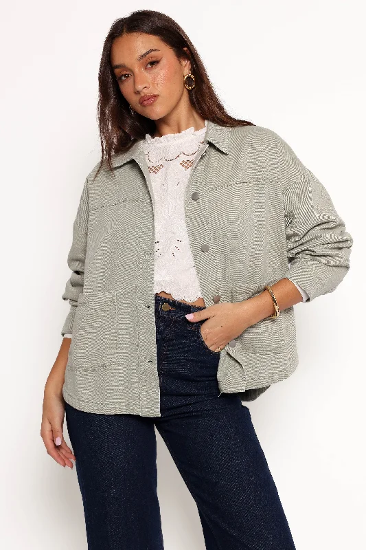 Editorial Design Delana Denim Jacket - Green