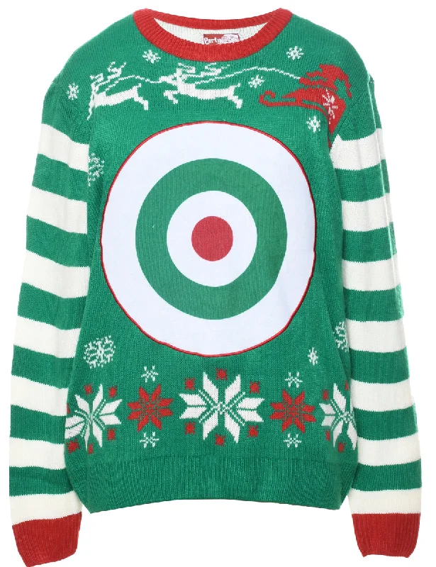 Long Trench Coats Festive Season Christmas Jumper - L