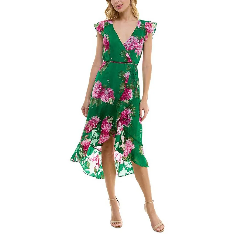 Classic Style BCX Womens Juniors Floral Faux Wrap Midi Dress