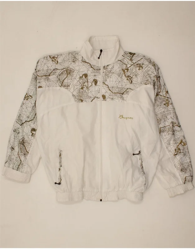 Lightweight Gear BOGNER Mens Abstract Pattern Tracksuit Top Jacket Large White Polyamide