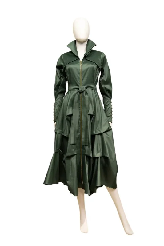 Classic Items Dress Coat In Night Green