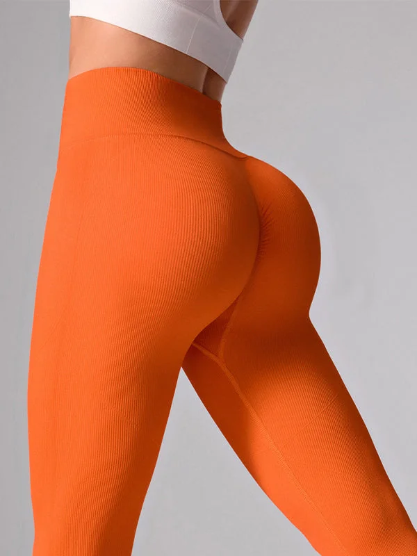 Urban Style ZASUWA Female Scrunch Bum Ribbed V-shape Waist High-rise Leggings