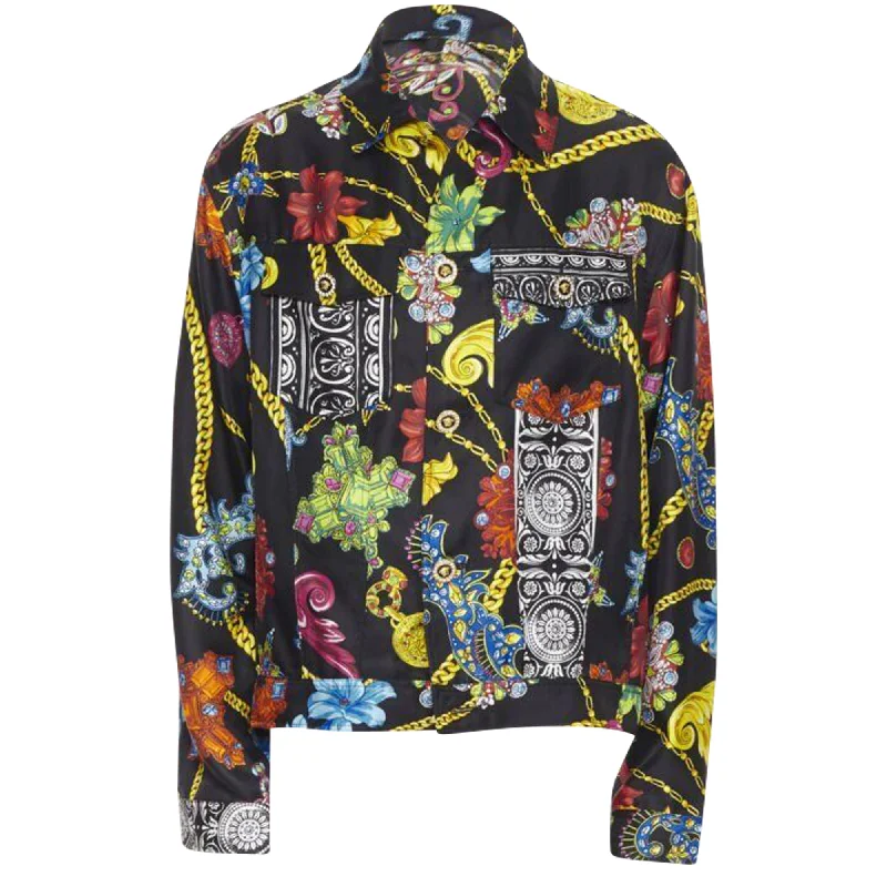 Cozy Apparel Versace silk crystal Medusa button jacket