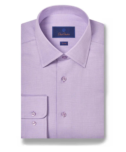 Minimalist Style David Donahue Lilac Micro Dobby Dress Shirt (Trim Fit)