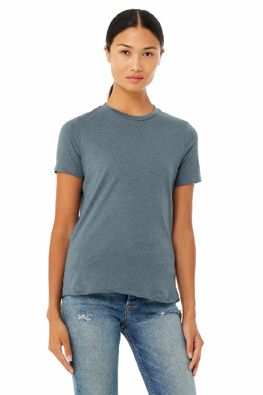 Exquisite Embroidery Bella + Canvas Womens CVC Short Sleeve Crewneck T-Shirt - Heather Slate Blue Exquisite Embroidery Bella + Canvas Womens CVC Short Sleeve Crewneck T-Shirt - Heather Slate Blue