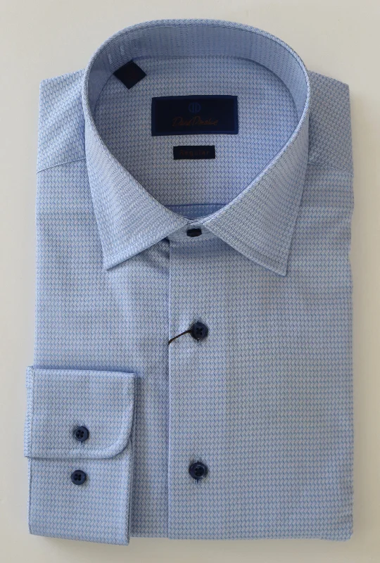 Smart Casual David Donahue Sky Barrel Cuff Dress Shirt