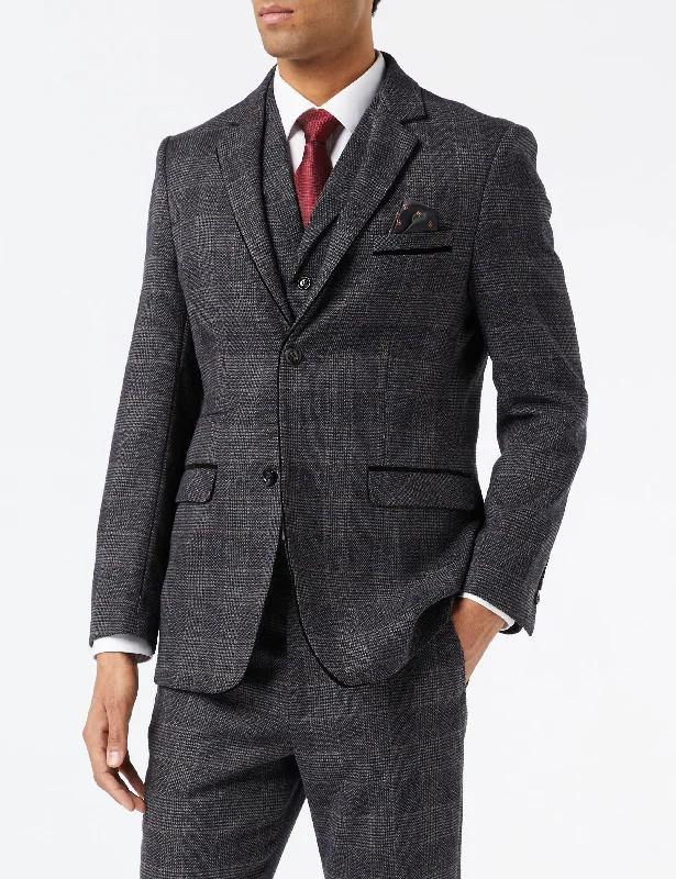 Essential Wardrobe ETHAN - GREY TWEED CHECK JACKET & WAISTCOAT
