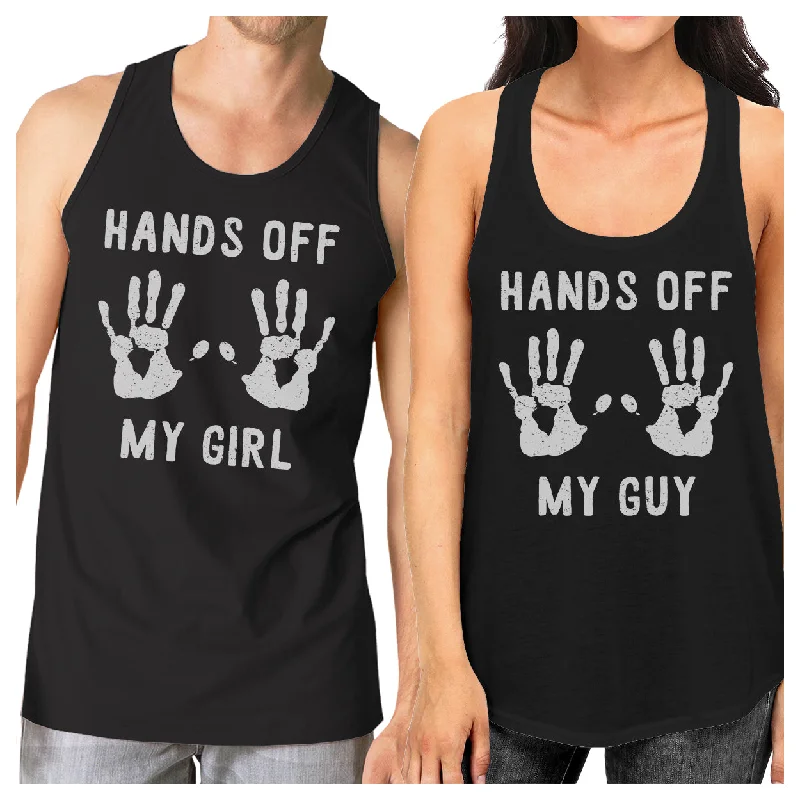 Casual Knitwear Hands Off My Girl And My Guy Matching Couple Black Tank Tops