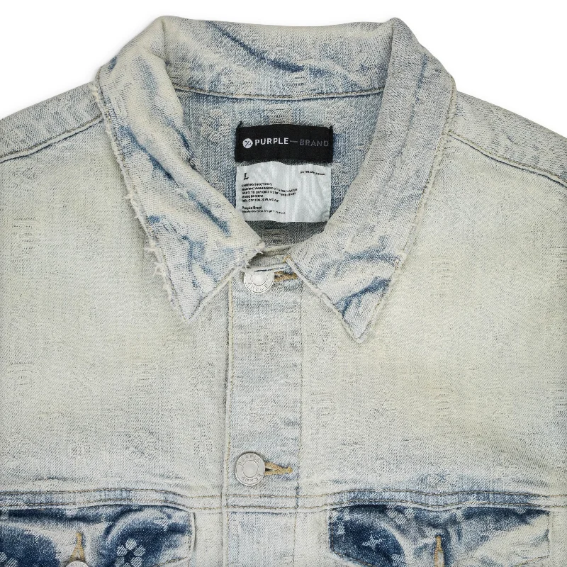 Stylish Sweaters JACQUARD MONOGRAM TRUCKER Indigo DENIM JACKETS