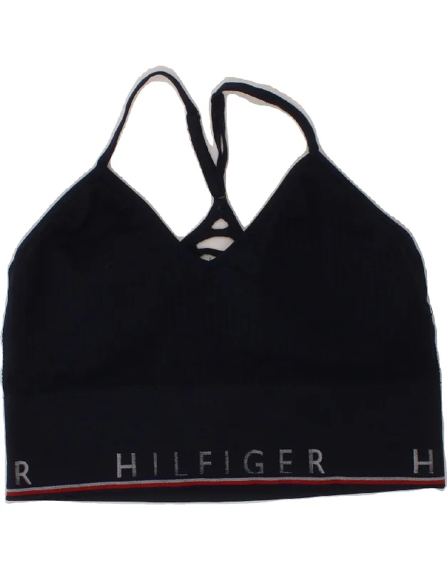 High-quality Styles TOMMY HILFIGER Womens Graphic Sport Bra Top UK 14 Large Navy Blue Nylon