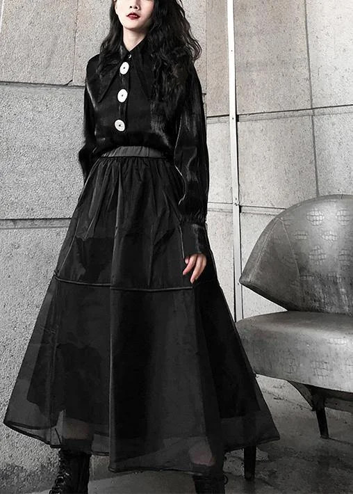 Perfect Tailoring Chic Black tulle Patchwork A Line Skirts Summer