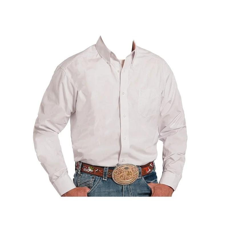 Puffer Jackets Roper Western Shirt Mens L/S Button Solid White 03-001-0366-0025 WH