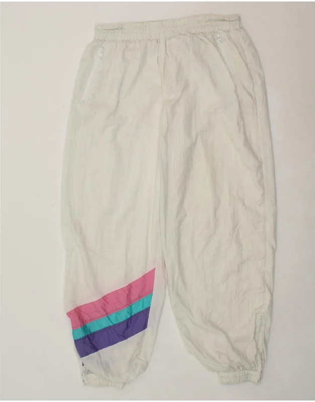 Fashion Basics VINTAGE Mens Tracksuit Trousers Joggers 2XL  White Striped Polyamide