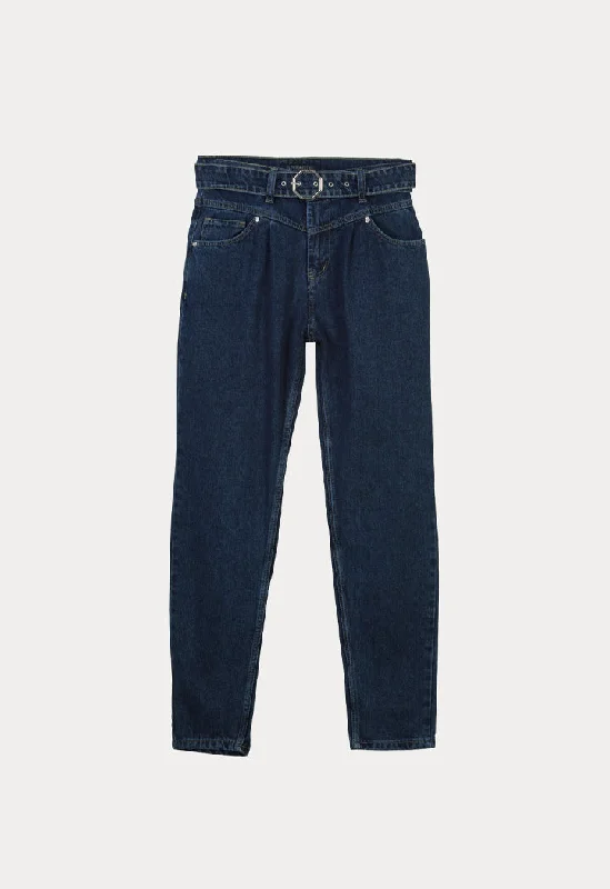 Outdoor Wear Slim Fit Denim Jeans With Belt