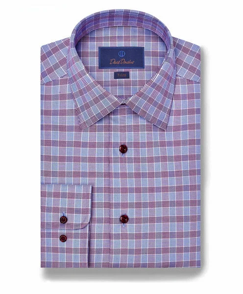 Tech Jackets David Donahue Sky & Merlot Glen Plaid Check (Trim)