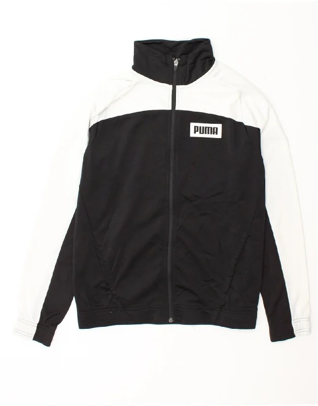 Effortless Style PUMA Mens Tracksuit Top Jacket Small Black Colourblock Polyester