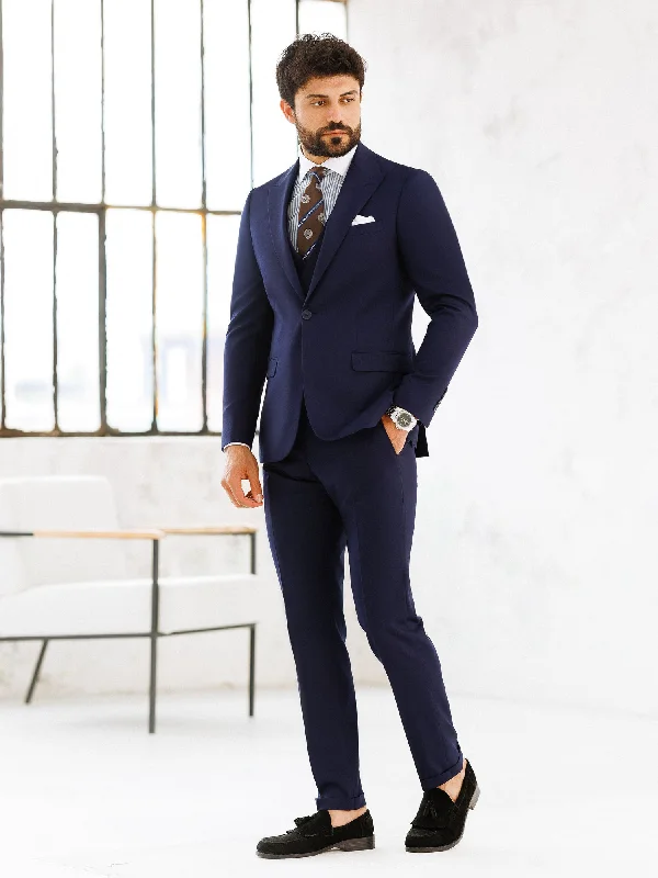 Retro Style Deep Navy Slim-Fit Suit 3-Piece