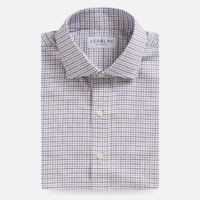 Trendy Comfort The Brown Journey Flex Performance Grid Check Custom Shirt