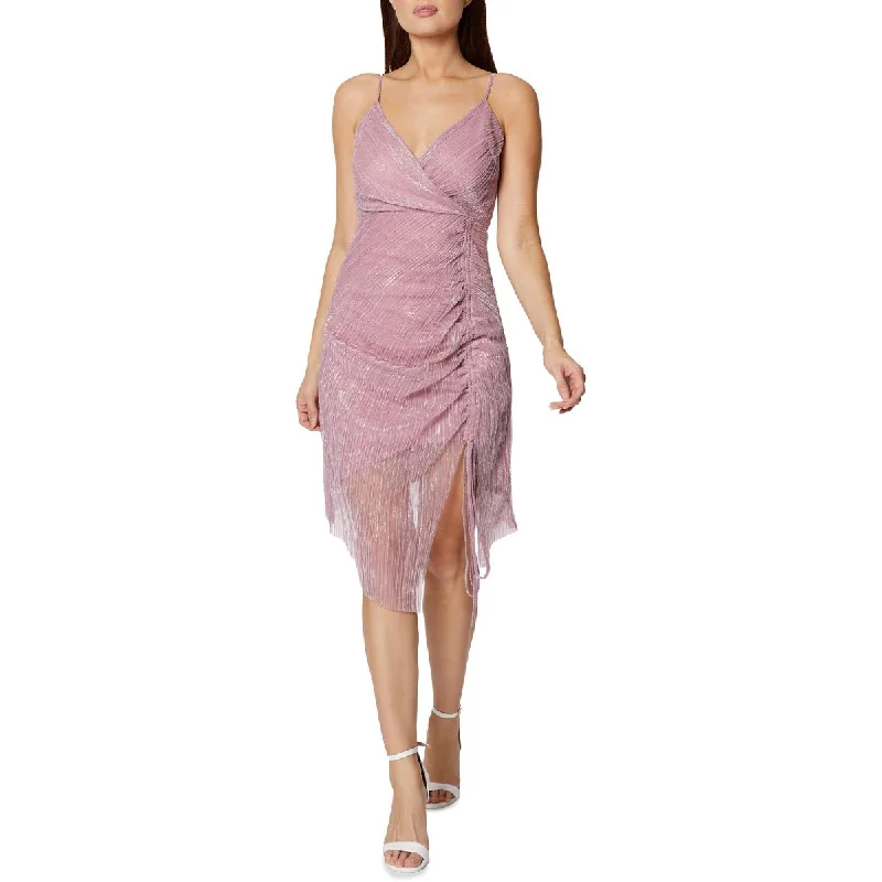Celebrity Must-have BCBGeneration Womens Metallic Ruched Midi Dress