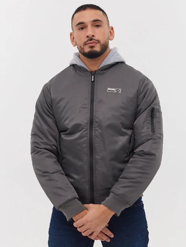 Comfy Apparel Bomper Fleece Hood Bomber Jacket -
