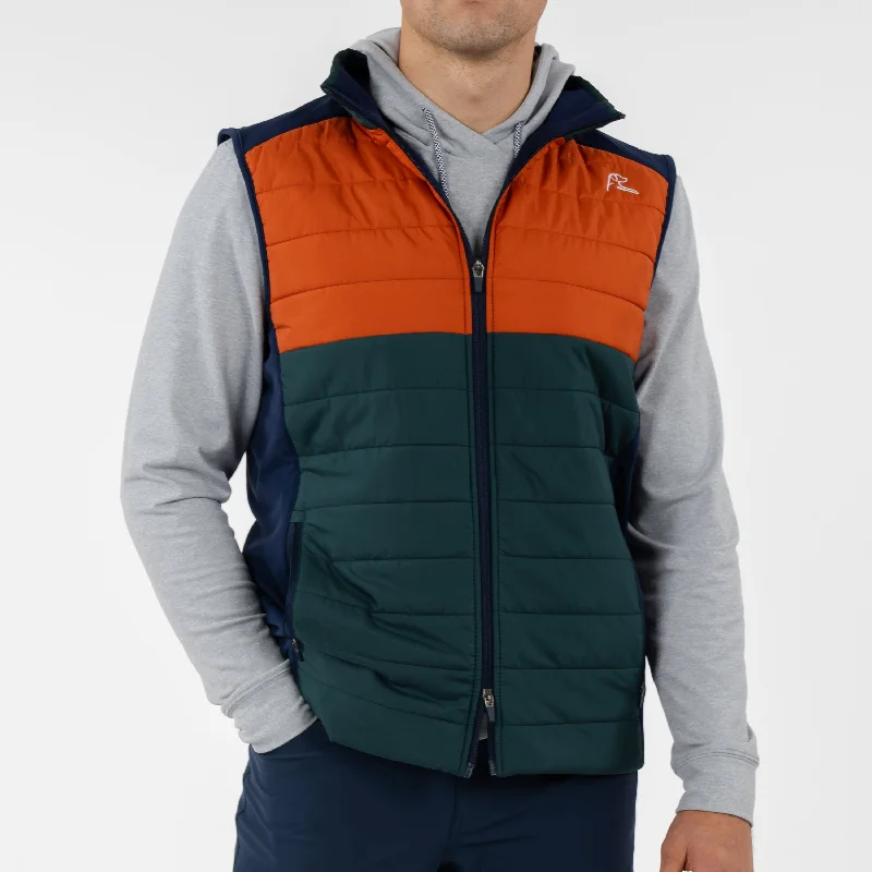 Statement Shoes Fulton Performance Vest | The Triple Block - Ponderosa Green/Rust Orange/Fleet Navy