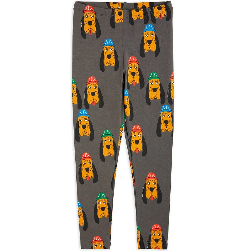 Personalized Outfit Bloodhound AOP Leggings in Grey by Mini Rodini