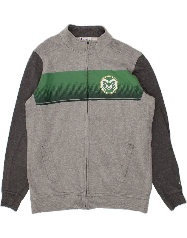 Relaxed Wear CHAMPION Mens Graphic Tracksuit Top Jacket XL Grey Colourblock Cotton
