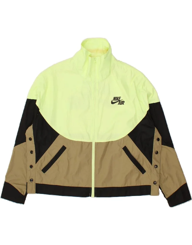 Easy Fashion NIKE Mens Loose Fit Tracksuit Top Jacket Small Yellow Colourblock