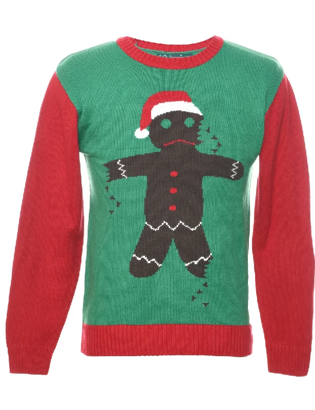 Street Style Teddy Bear Print Christmas Jumper - M