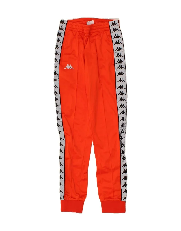 Premium Fabric KAPPA Mens Graphic Tracksuit Trousers Joggers XS  Orange Colourblock