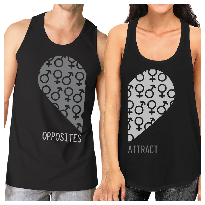 Timeless Style Opposites Attract Male Female Symbols Matching Couple Black Tank Tops