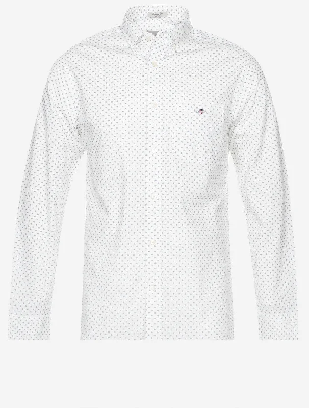 Jogging Jackets Regular Micro Print Shirt Eggshell