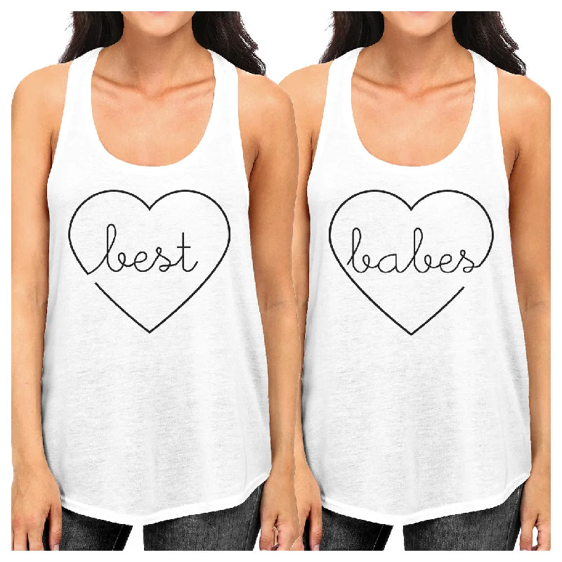 Tailored Coats Best Babes BFF Matching White Tank Tops