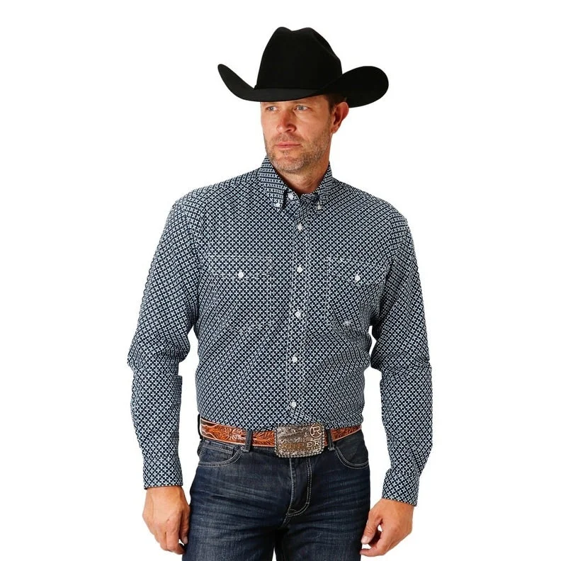Puffer Jackets Roper Western Shirt Mens Long Sleeve Amarillo Blue 03-001-0325-2014 BU