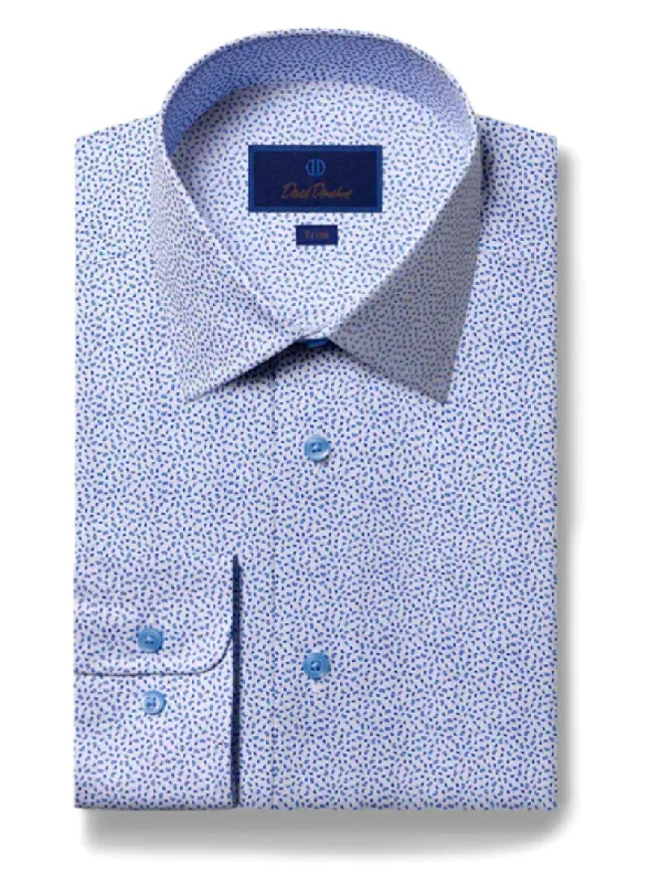 High-end Jackets David Donahue Blue & White Mini Paisley Dress Shirt
