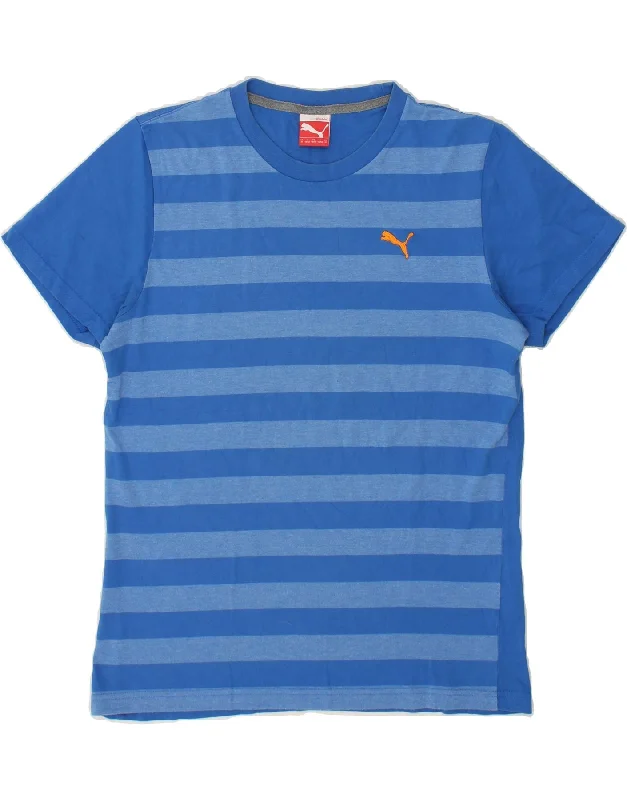 Soft Fabrics PUMA Mens T-Shirt Top Medium Blue Striped