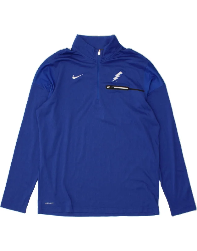 Statement Shoes NIKE Mens Dri Fit Zip Neck Pullover Tracksuit Top XL Navy Blue Polyester