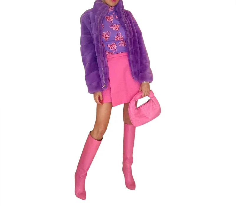 High-end Customization Coco Lux Faux Fur Coat In Violet