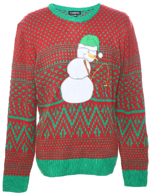 Parkas Style Snowman Christmas Jumper - XL