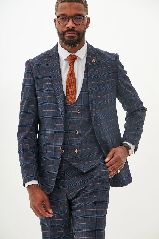 Modern Casuals JENSON - Marine Navy Check Blazer