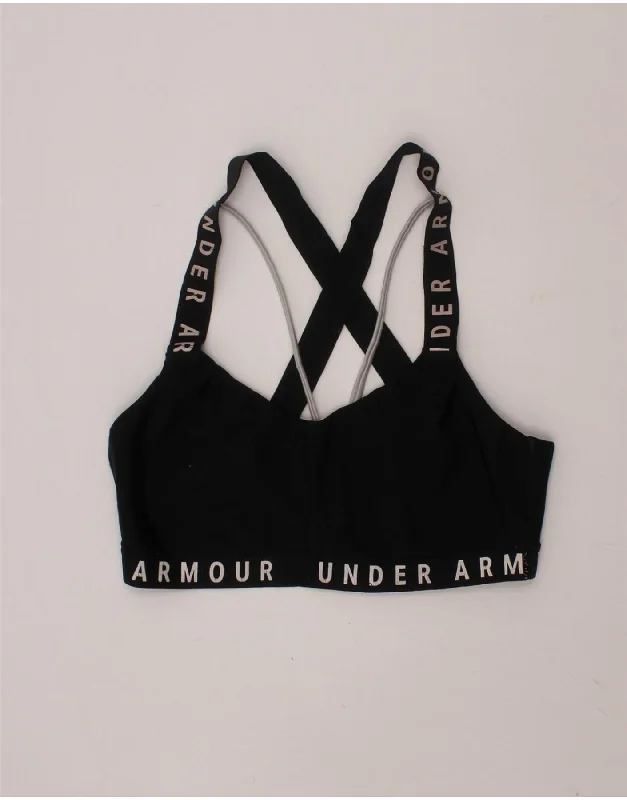 Comfortable Mind UNDER ARMOUR Womens Graphic Sport Bra Top UK 12 Medium Black Polyester